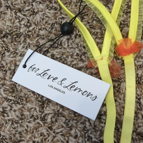 For Love And Lemons Mirabelle yellow floral cherry garter belt - Picture 5 of 10